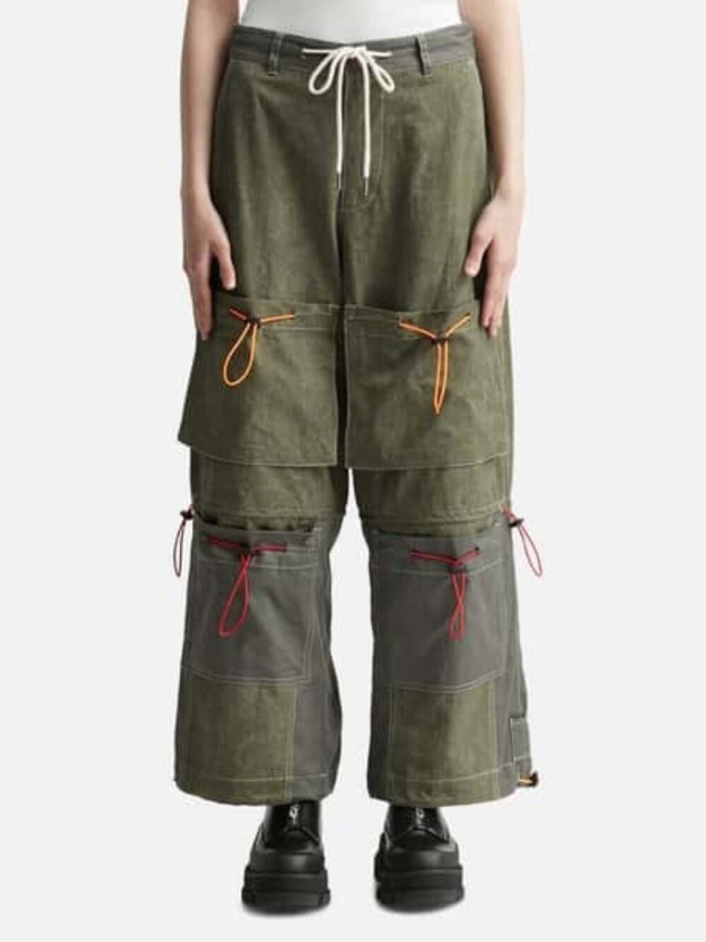 FRIED RICE Tech Camo Cargo Pants Green High Rise Wide Leg Jogger XS